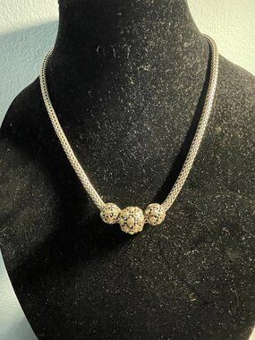 JOHN HARDY NECKLACE WITH THREE  18K 925 SLIDES PENDANTS